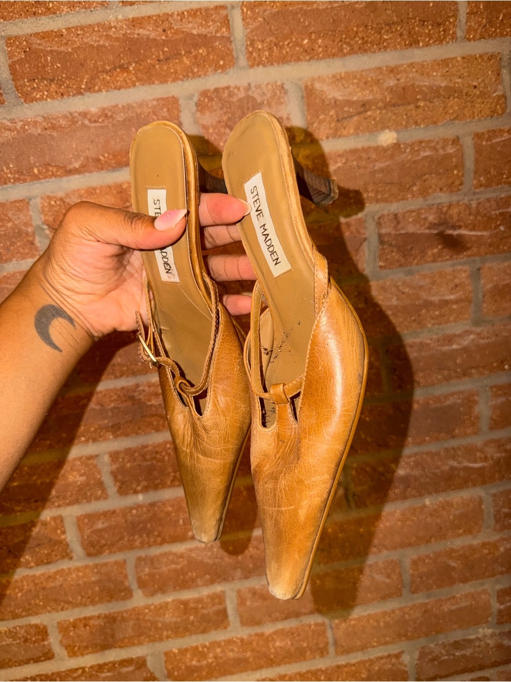 Steve Madden Tan Leather Slingback Mules